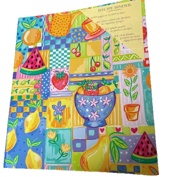 Recipe Binder 3-Ring Card Pocket Book 7.25x8.25 Recipe Cards Organization Fruit - Picture 1 of 9